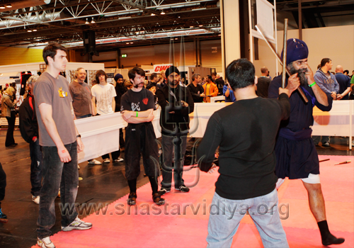 Nidar Singh Nihang demonstrating at a seminar during the Martial Arts Festival, Birmingham