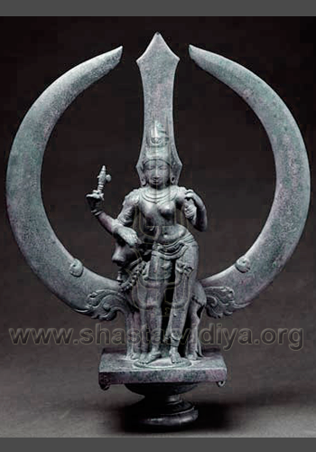 Ardhanarishvara, representing Shiv Shakti. The key principles of akarshan (attracting, compressing and gravitational energy) and gatti (kinetic energy) is symbolically represented by Bhagwan (Lord) Shiva and his beautiful wife mother Parabati